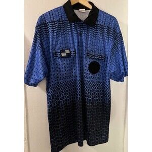 Official Sports International Nisoa Soccer Referee shirt Blue Men's SZ L  jersey